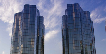 Skyline view of the two Molina Healthcare office towers