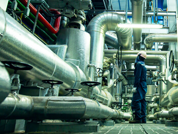 Large commercial HVAC equipment inside of a clients facility